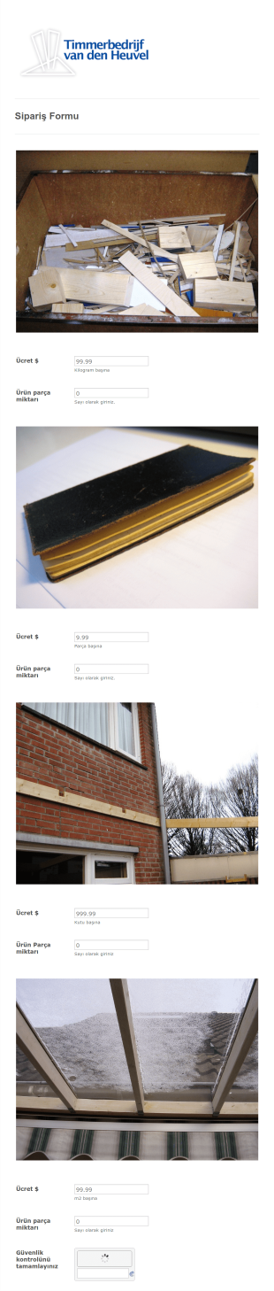 Sipariş Form Template