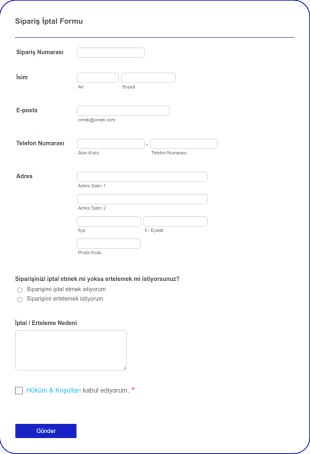 Sipariş İptal Form Şablonu
