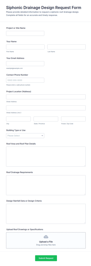 Siphonic Drainage Design Request Form Template