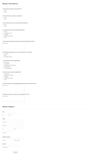 Şirket Geri Bildirim Form Template