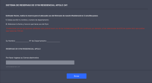 Sistema De Reservas GYM Residencial Apolo 241 Form Template