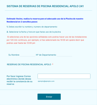 Sistema De Reservas Piscina Residencial Apolo 241 Form Template