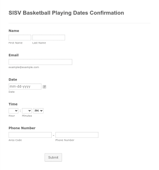 SISV Basketball Playing Confirmation Form Template
