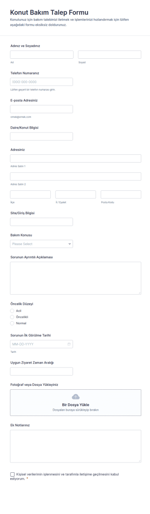 Site Bakım Talep Form Şablonu