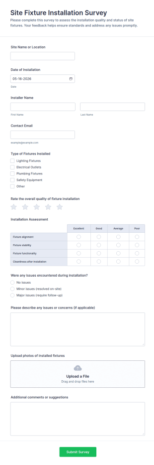 Site Fixture Installation Survey Form Template