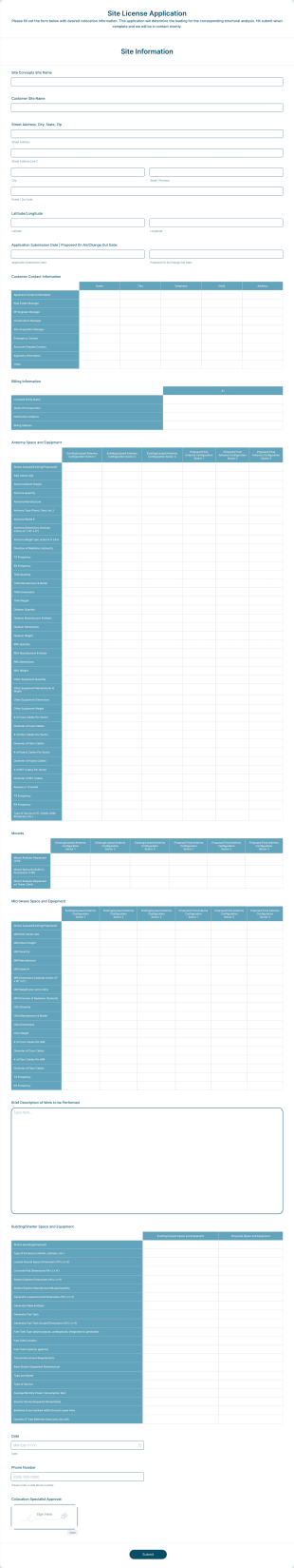 Site License Application Form Template