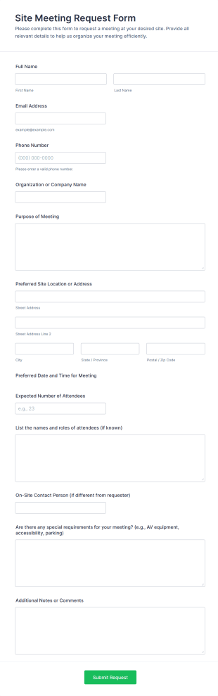 Site Meeting Request Form Template