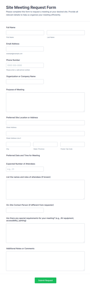 Site Meeting Request Form Template