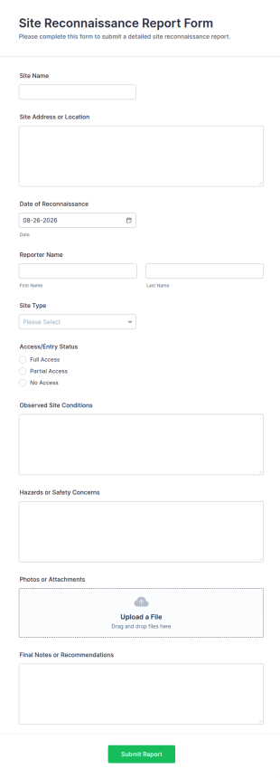 Site Reconnaissance Report Form Template