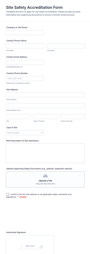 Site Safety Accreditation Form Template