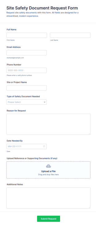 Site Safety Document Request Form Template