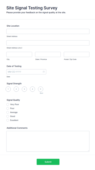 Site Signal Testing Survey Form Template