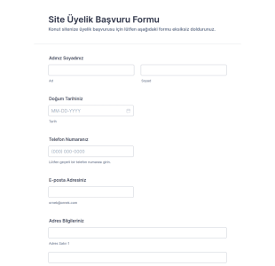 Site Üyelik Başvuru Form Şablonu