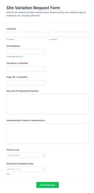 Site Variation Request Form Template
