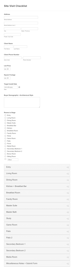 Site Visit Checklist Form Template
