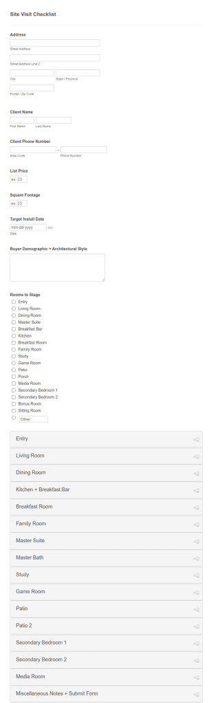 Site Visit Checklist Form Template