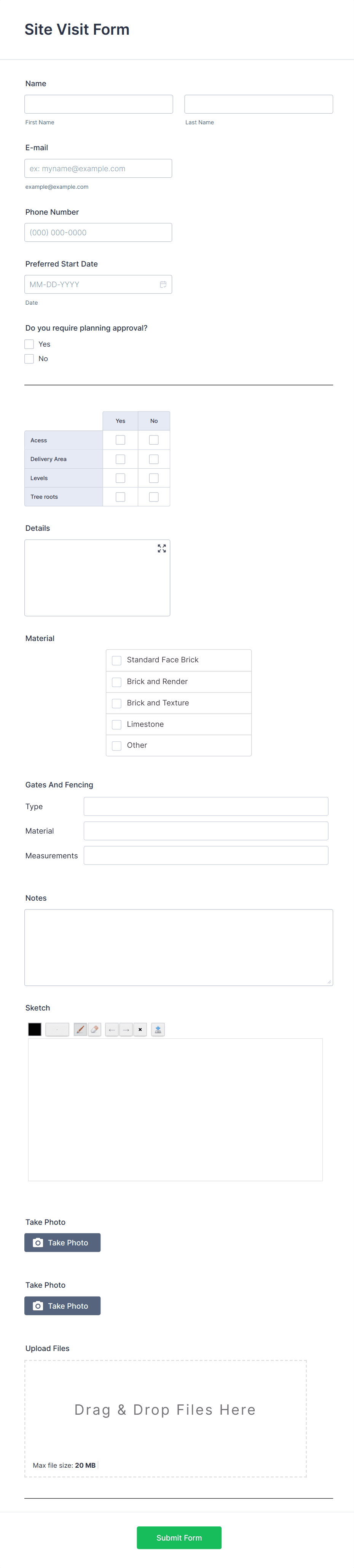 Site Visit Form Template | Jotform