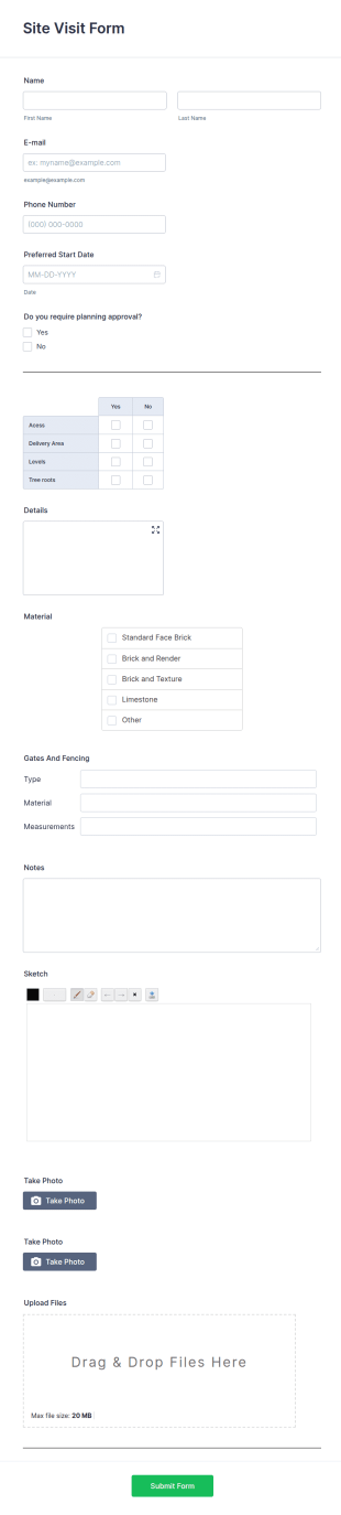 Site Visit Form Template