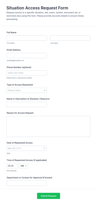 Situation Access Request Form Template