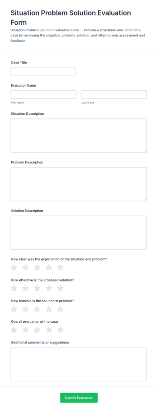 Situation Problem Solution Evaluation Form Template