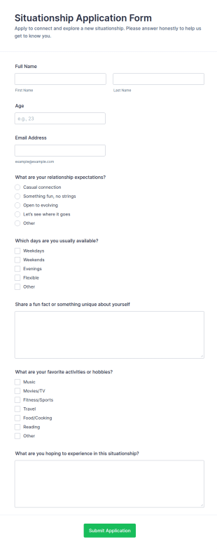Situationship Application Form Template
