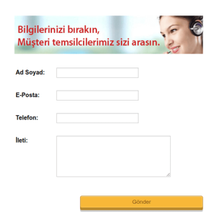 Sizi Arayalım İletişim Form Şablonu
