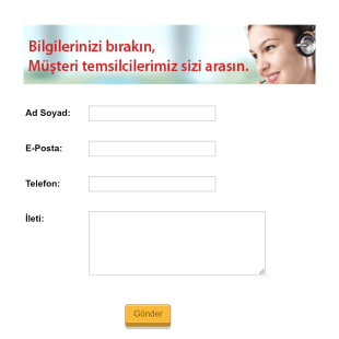 Sizi Arayalım İletişim Form Template