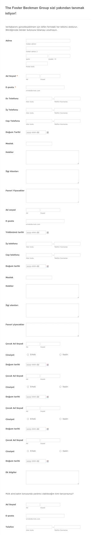 Sizi Yakindan Taniyalim Anketi Form Template