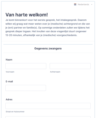 Sjabloon Digitale Intake Form Template