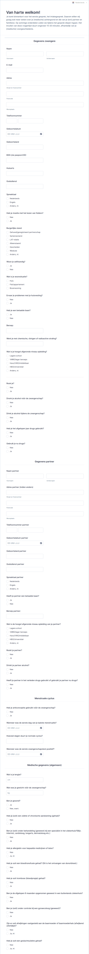 Sjabloon Digitale Intake