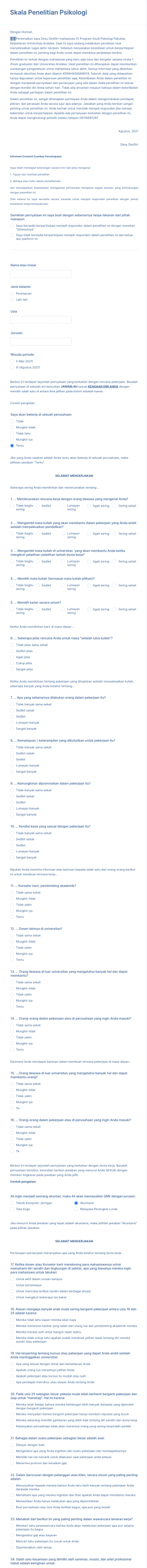Skala Penelitian Psikologi