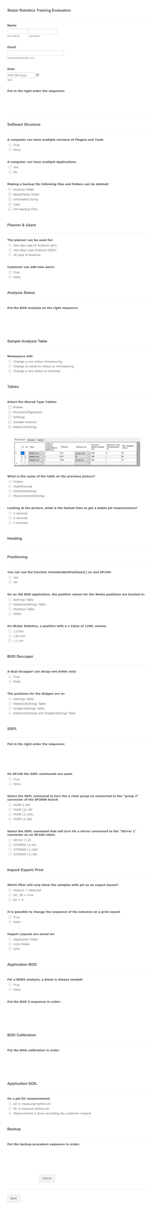 Robotics Training Evaluation Form Template