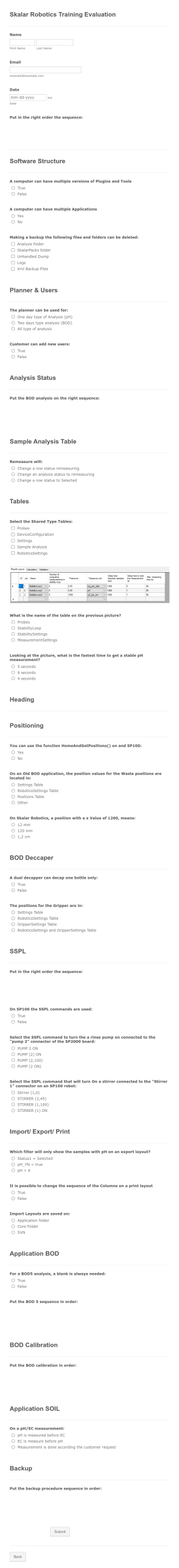 Robotics Training Evaluation Form Template