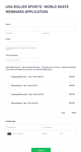 Skate Webinar Application Form Template