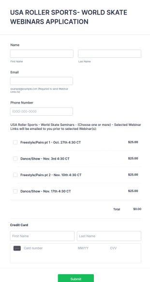 Skate Webinar Application Form Template