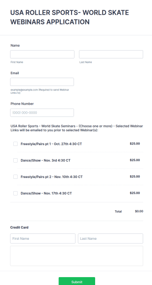 Skate Webinar Application Form Template