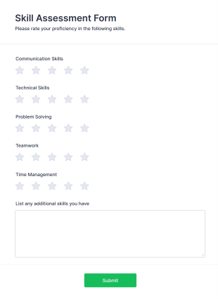 Skill Assessment Form Form Template