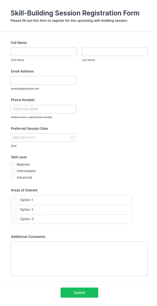 Skill Building Session Registration Form Template