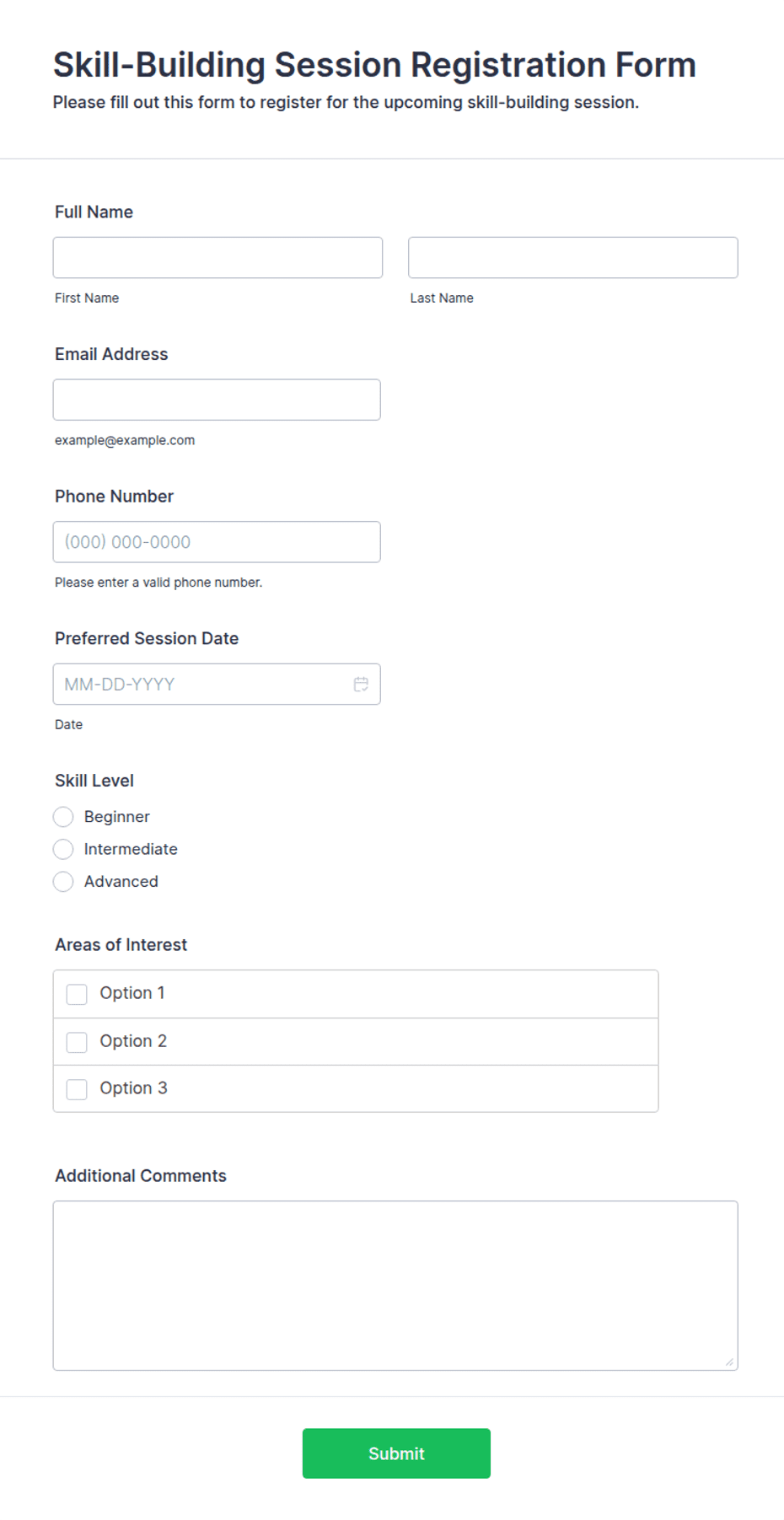 Skill-Building Session Registration Form Template | Jotform