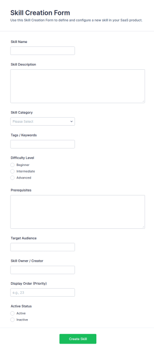 Skill Creation Form Template