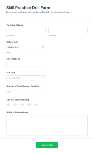 Skill Practice Drill Form Template