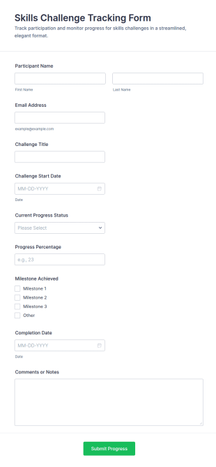 Skills Challenge Tracking Form Template