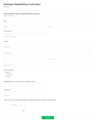 Skills Event Application Form Template
