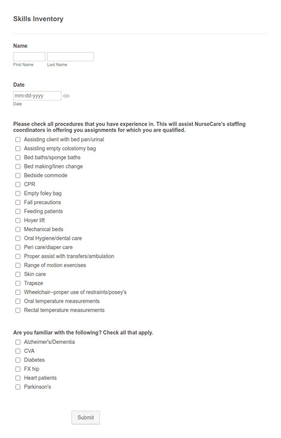 Skills Inventory Form Template | Jotform