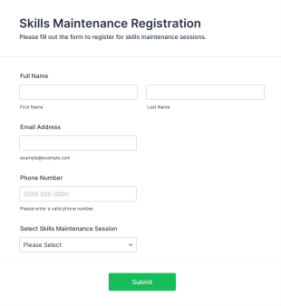Skills Maintenance Registration Form Template