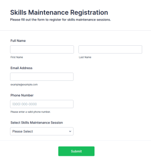 Skills Maintenance Registration Form Template