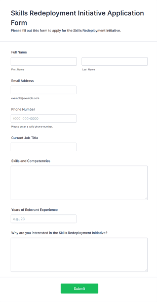 Skills Redeployment Initiative Application Form Template