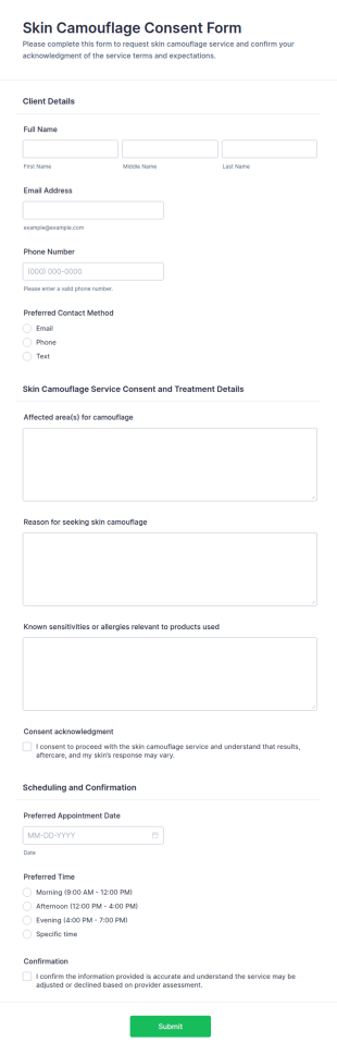 Skin Camouflage Consent Form Template