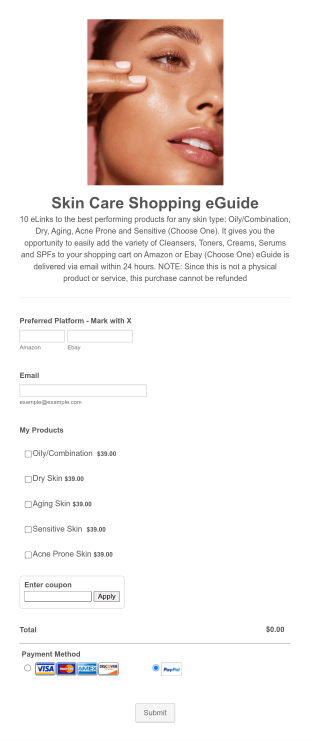 Skin Care EGuide Form Template