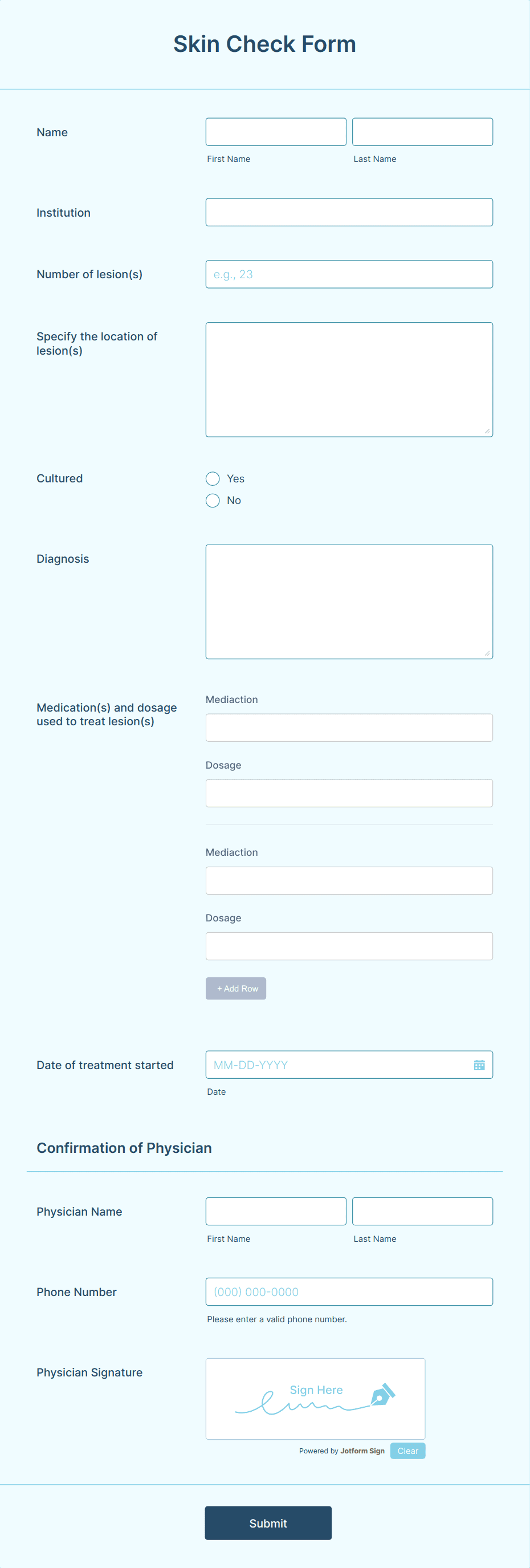 Skin Check Form Template | Jotform